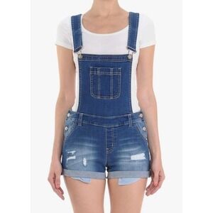 WAX‎ JEAN Denim Distressed Short Overalls  2XL Ripped Boho Hippie Festival Y2K